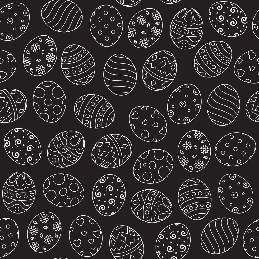 Doodle of easter eggs set collection on black background vector