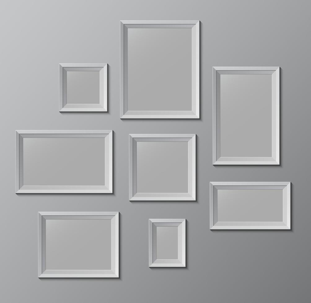 Set of white photo frames vector