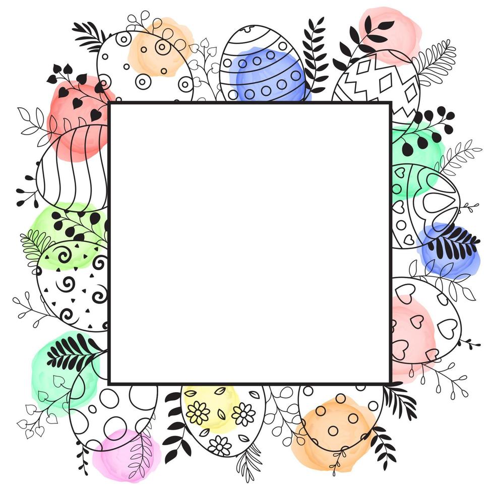 Doodle of easter eggs set collection with ornaments and colored eggs on white background vector