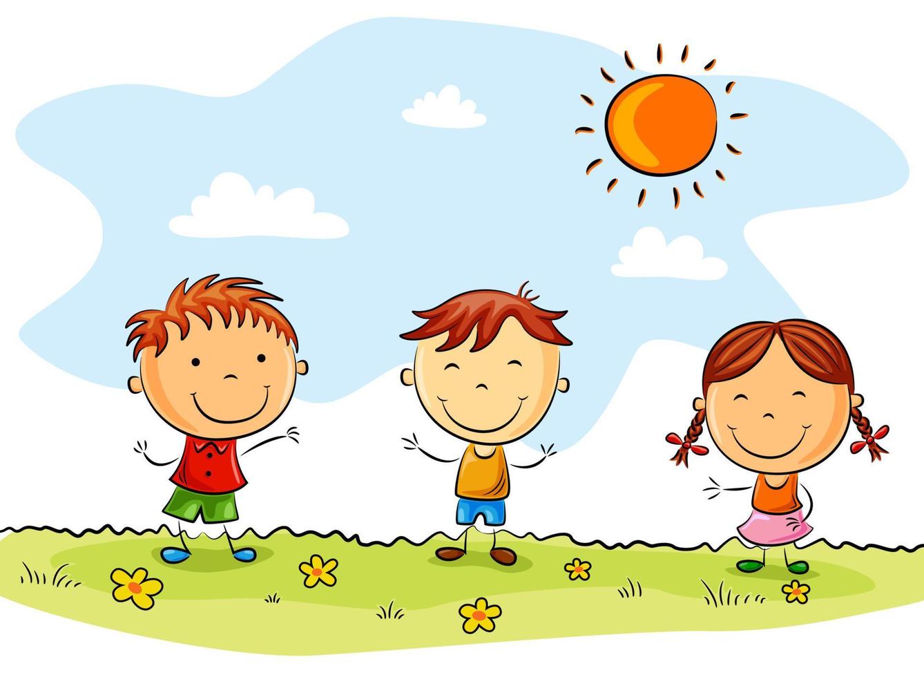 dibujos animados de niño feliz en el fondo de verano 11814176 Vector en  Vecteezy