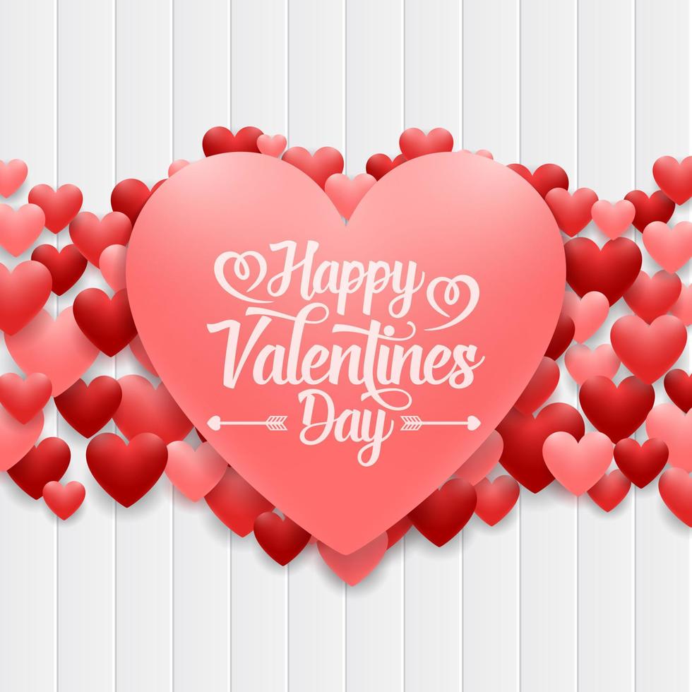 Happy valentines day background with red heart vector