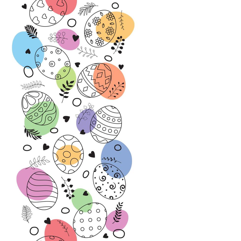 Doodle of easter eggs set collection with ornaments and colored eggs on white background vector