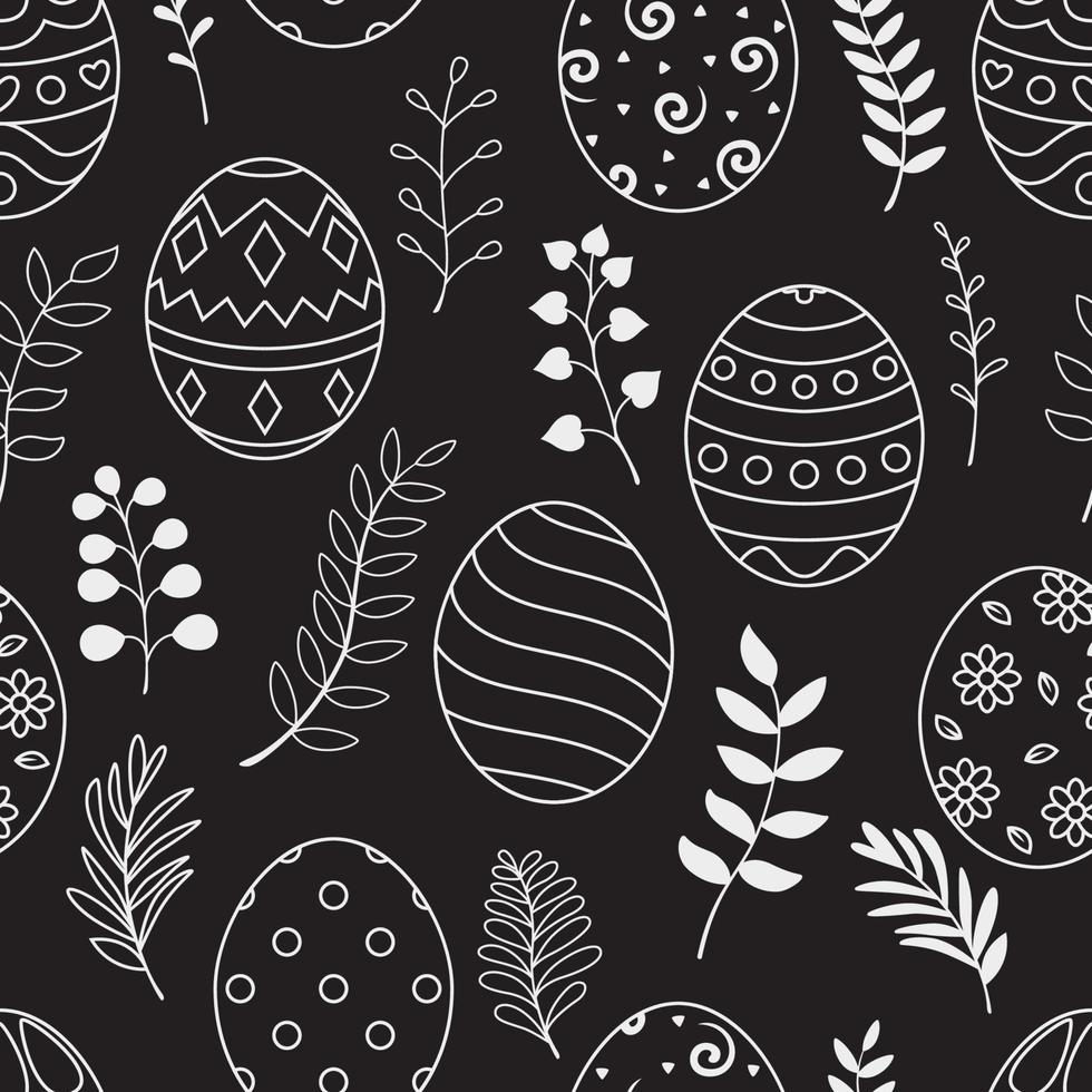 Doodle of easter eggs set collection on black background vector