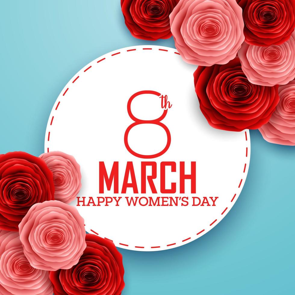 International Happy Women's Day. Square Frame Luxury for space for text on blue background vector