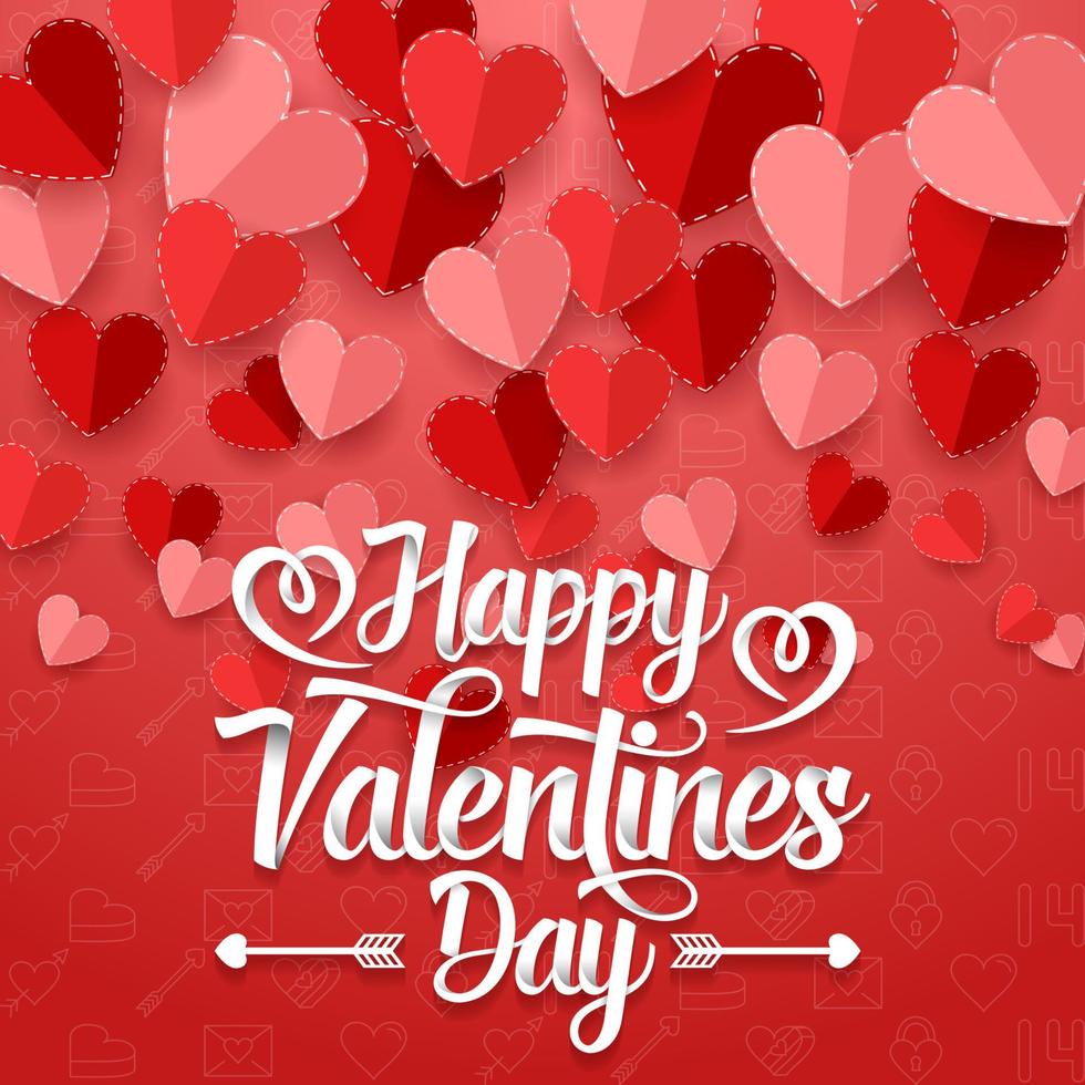 Happy valentines day background with red heart vector