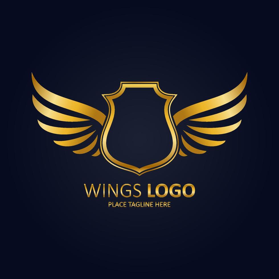 Winged shield icon and logo. vector illustration