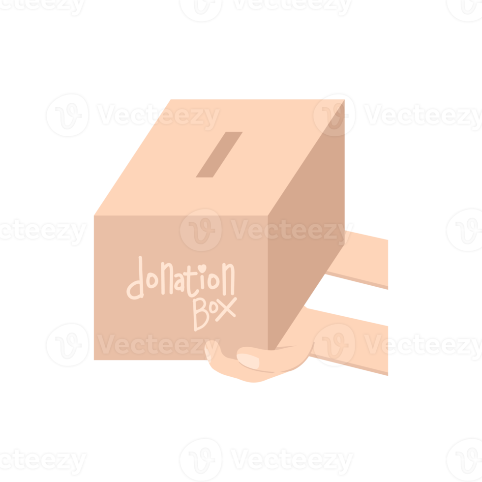 hand holding charity donating box png