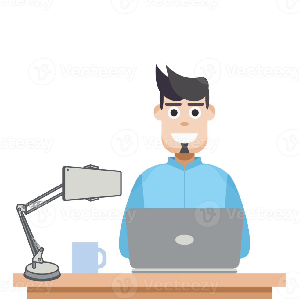 man playing laptop work from home png
