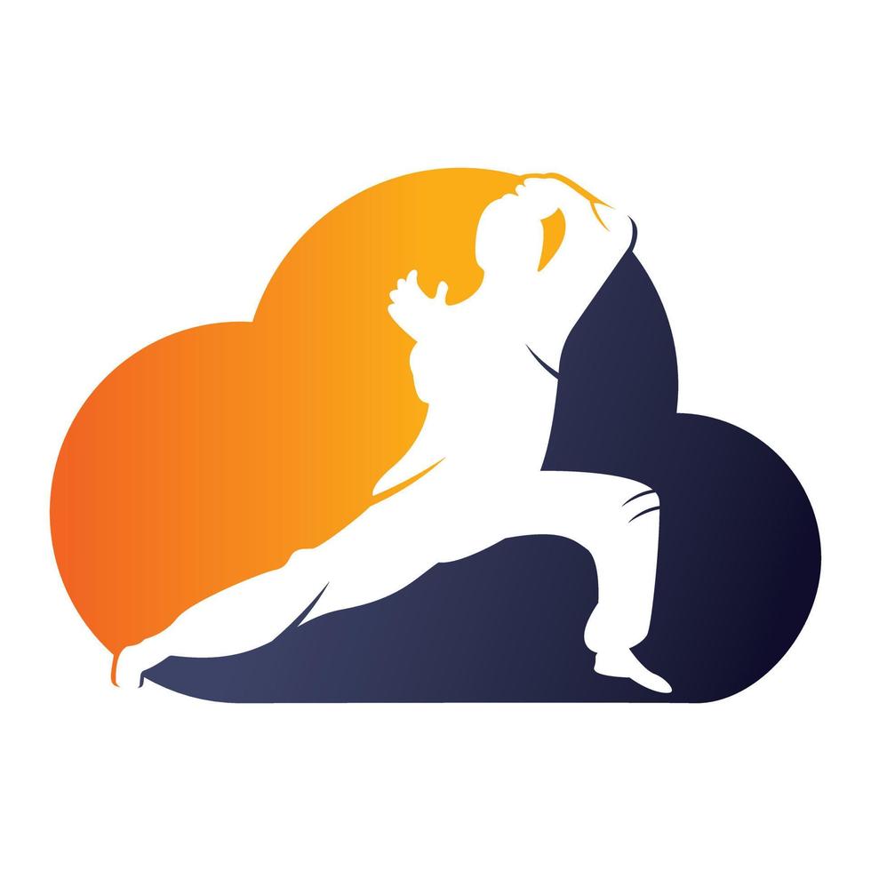 Karate sports logo. martial art silhouette vector, fight sport logo design. vector