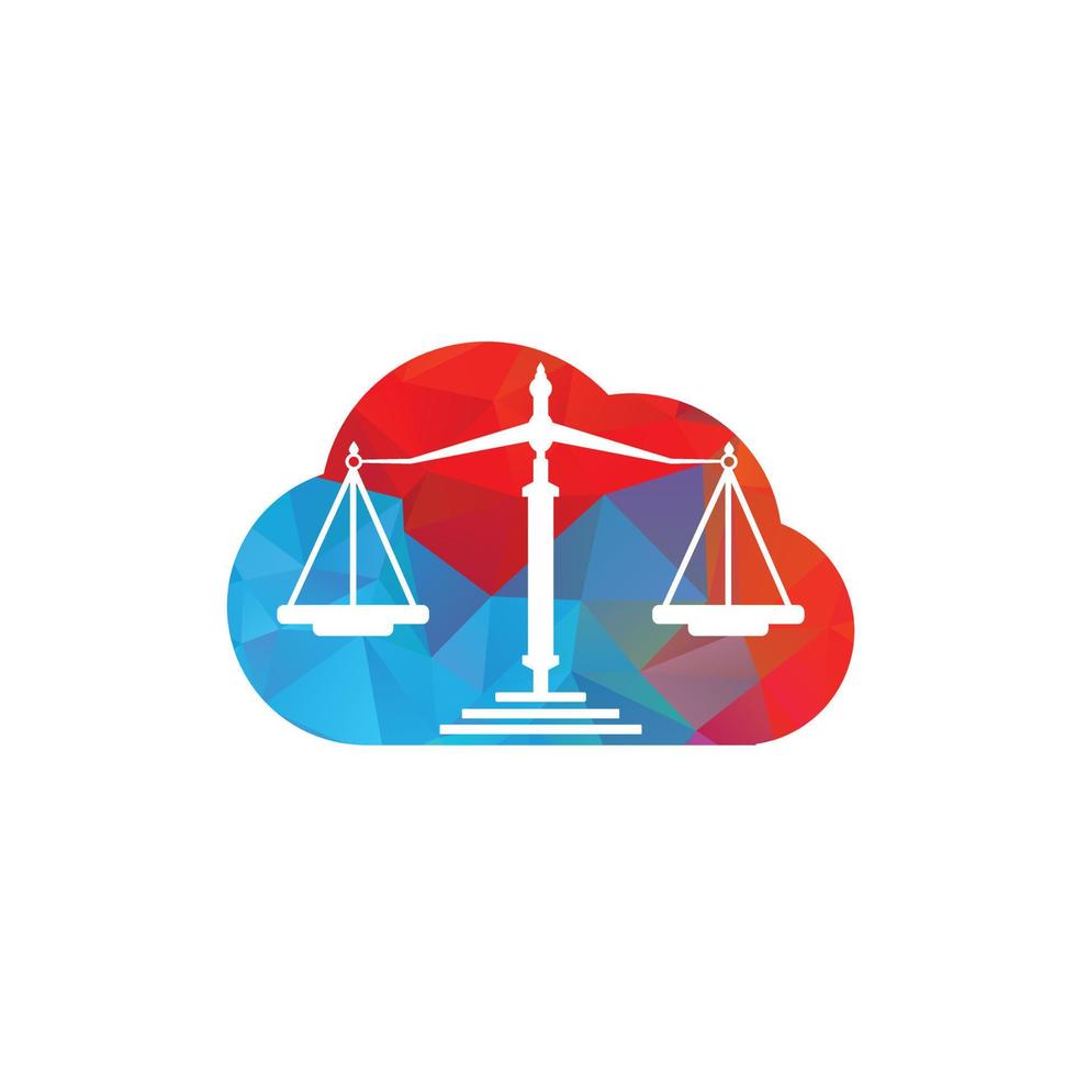 Cloud and Scale of justice logo design. Law firm, lawyer or law office symbol. vector