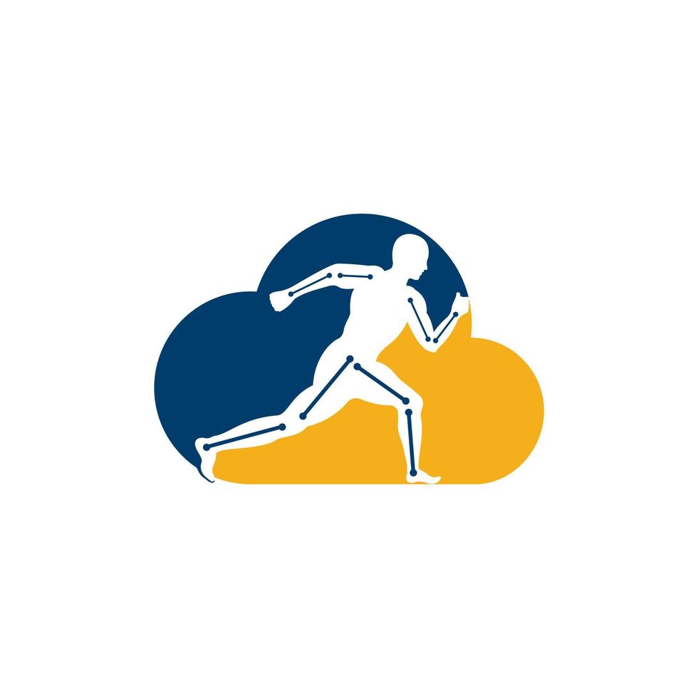 vector de plantilla de diseño de tratamiento de fisioterapia en la nube con personas corriendo. salud vectorial colorida. logotipo de la clínica de fisioterapia. logotipo de fisioterapia.