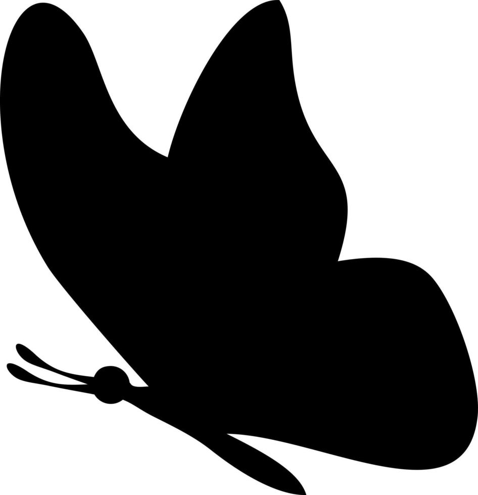 Silhouette of butterfly, side view, vector illustration