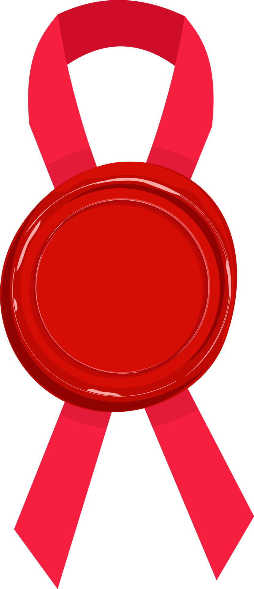 Wax seal with ribbon. Candle stamp objects with red ribbons vector