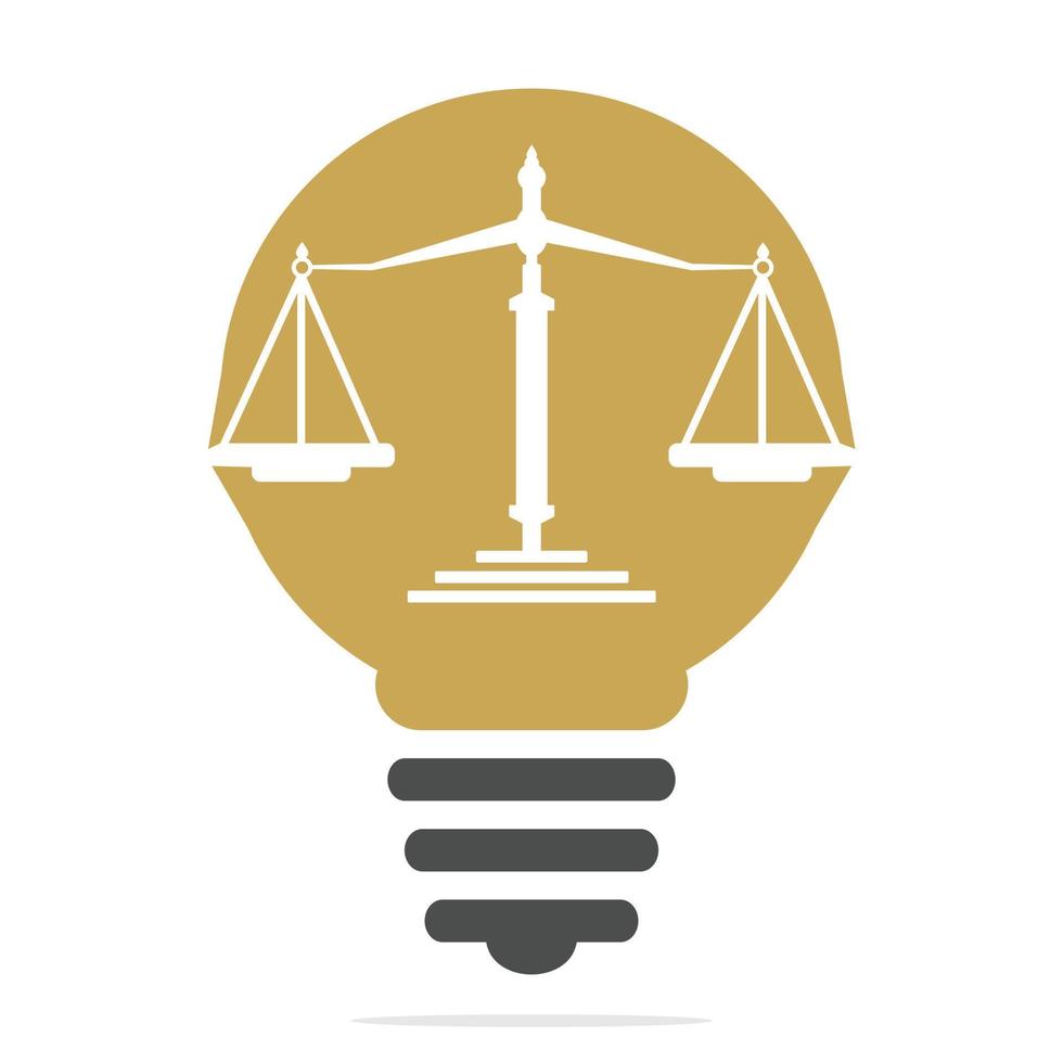 Light bulb and scale of Justice logo design. Education, legal services logo. Notary, justice, lawyer icon or symbol Vector