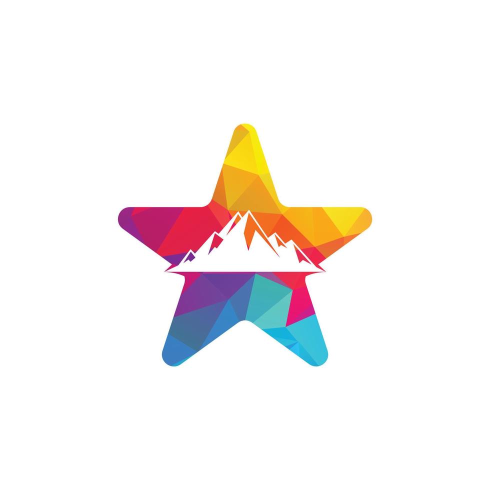 Mountain in star shape logo vector. Snow mountain illustrations design. vector