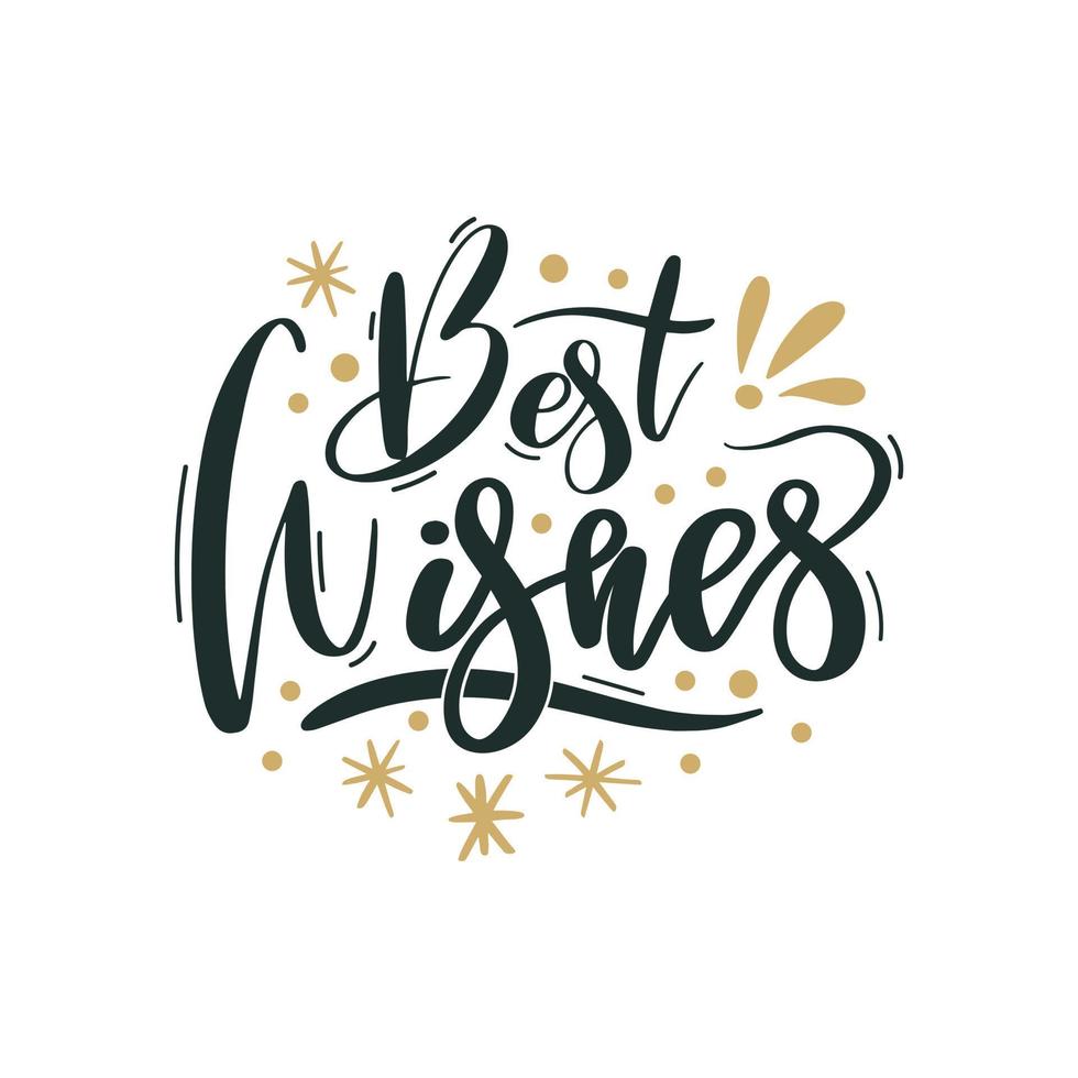 Best Wishes. Merry Christmas and Happy New Year lettering. Winter holiday greeting card, xmas quotes and phrases illustration set. Typography collection for banners, postcard, greeting cards, gifts vector
