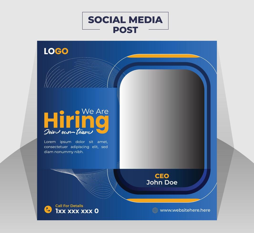 Modern job hiring post ads banner design template vector