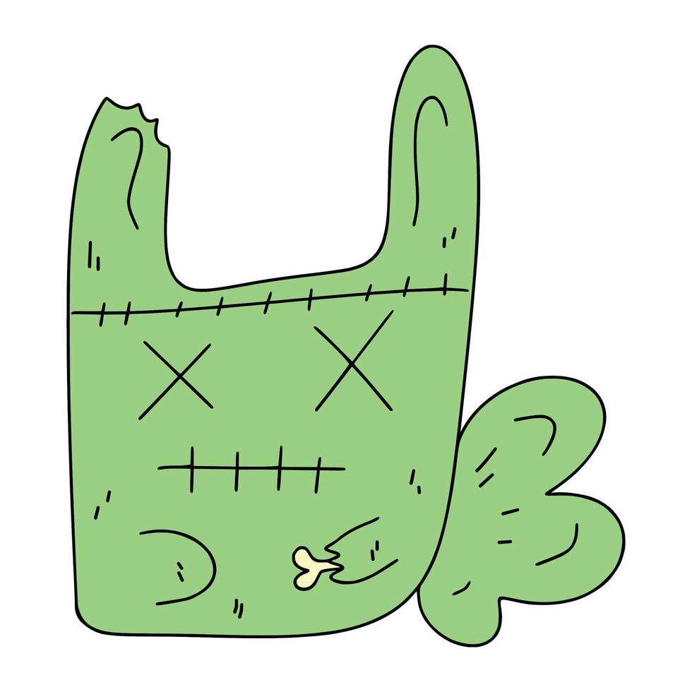 Doodle cartoon rabbit zombie vector