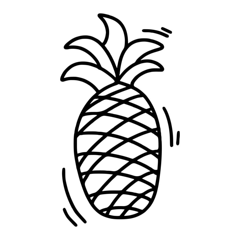 Doodle cartoon contour pineapple vector