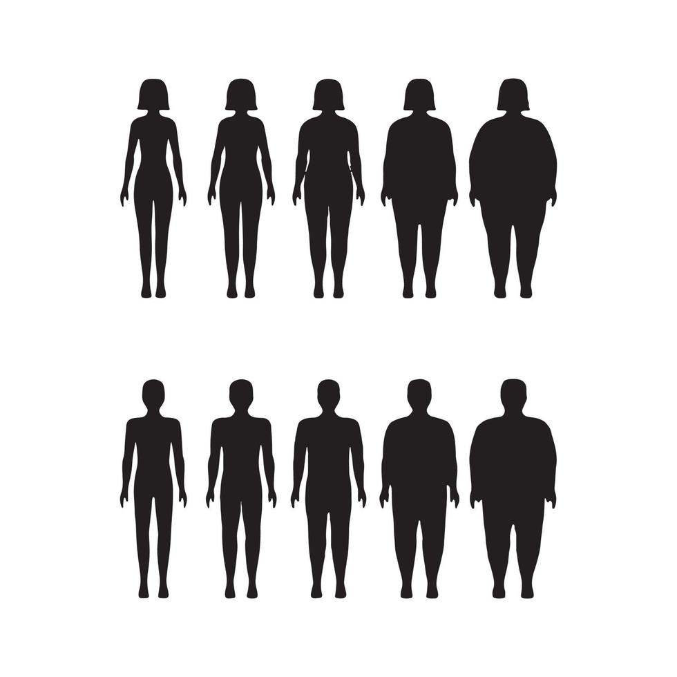 slim to fat human icon isolated on white background vector