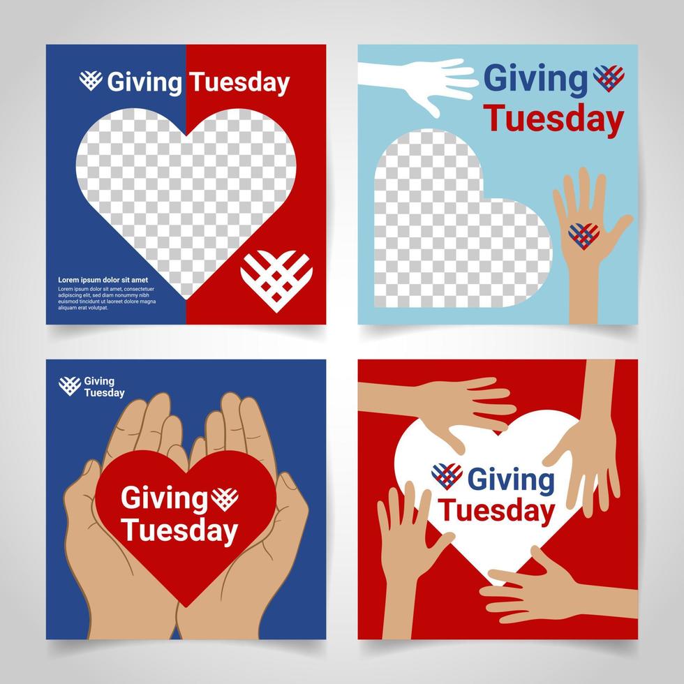 Flat giving tuesday social media posts vector