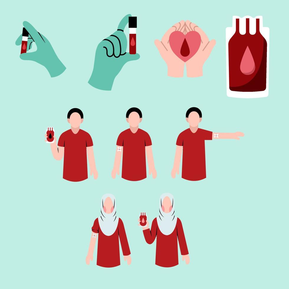 Set of Blood Donation Illustration vector