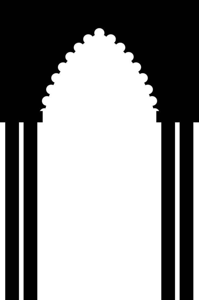 Black arch with columns on white background, flat vector, isolated on white vector