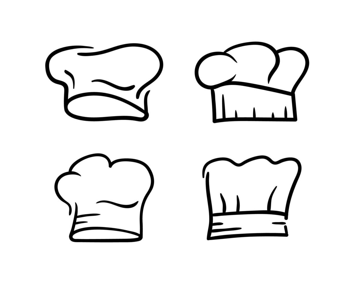 colección de iconos de sombrero de chef dibujado a mano vector