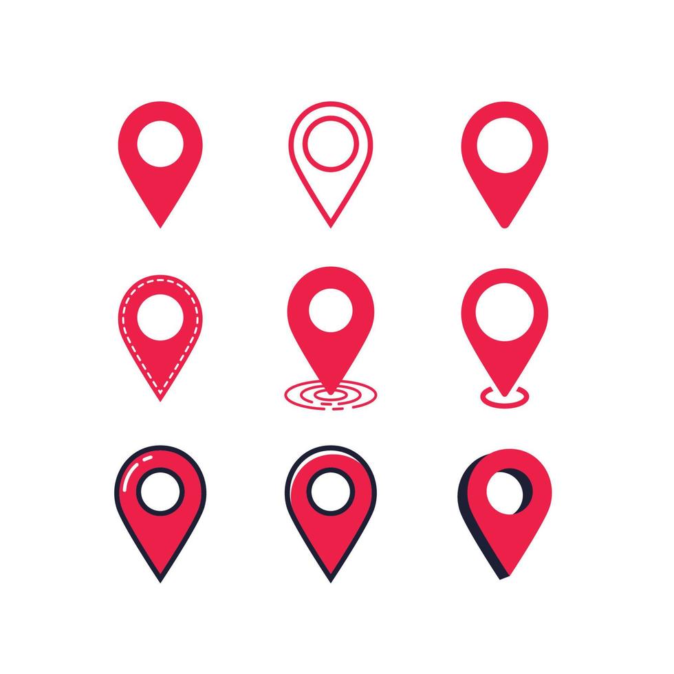 Map pin location symbol icons design collection vector