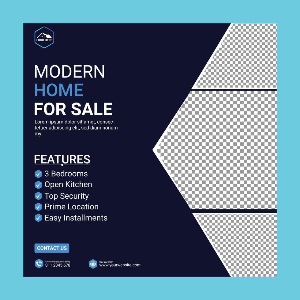 Real Estate Home Sale Social Media Post Template, Editable Post Template Design vector