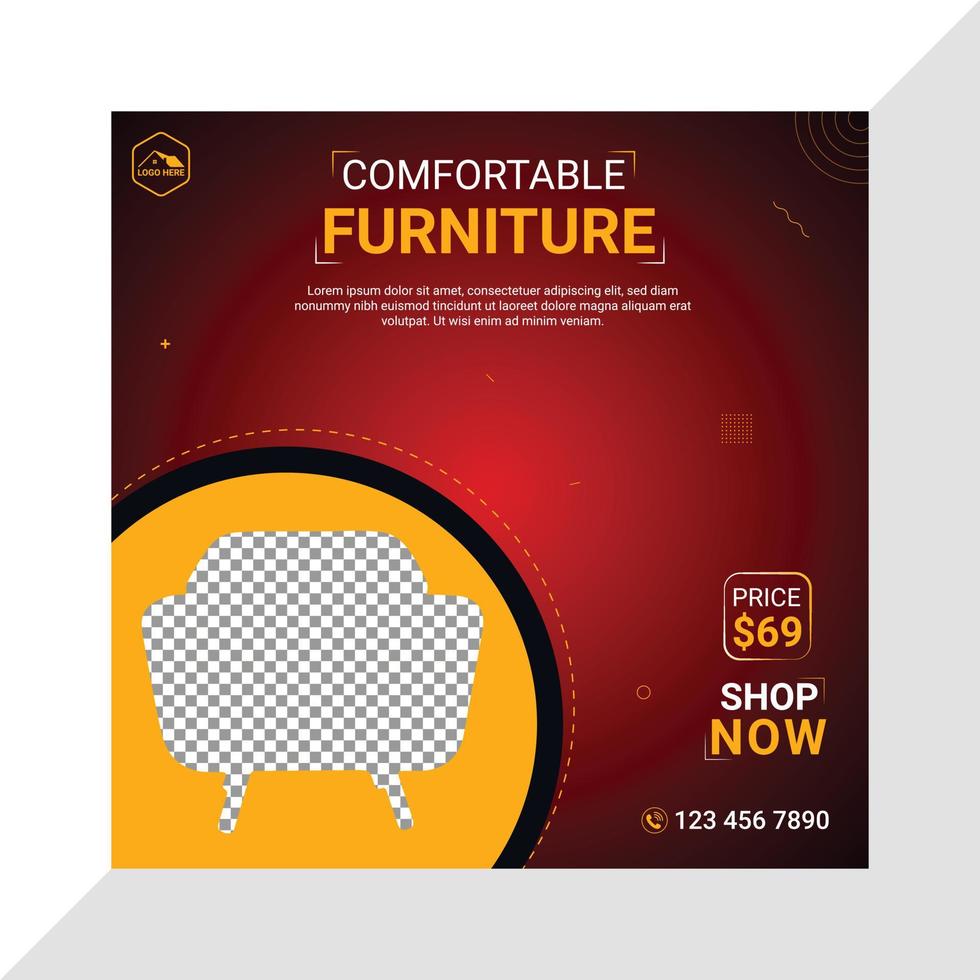 Furniture sale social media post template design vector