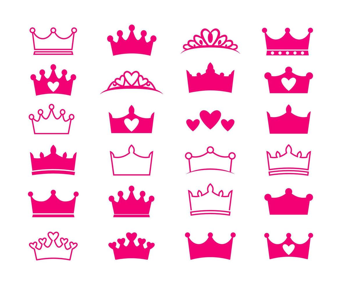 ilustración de icono de logotipo de corona de rey y reina vector