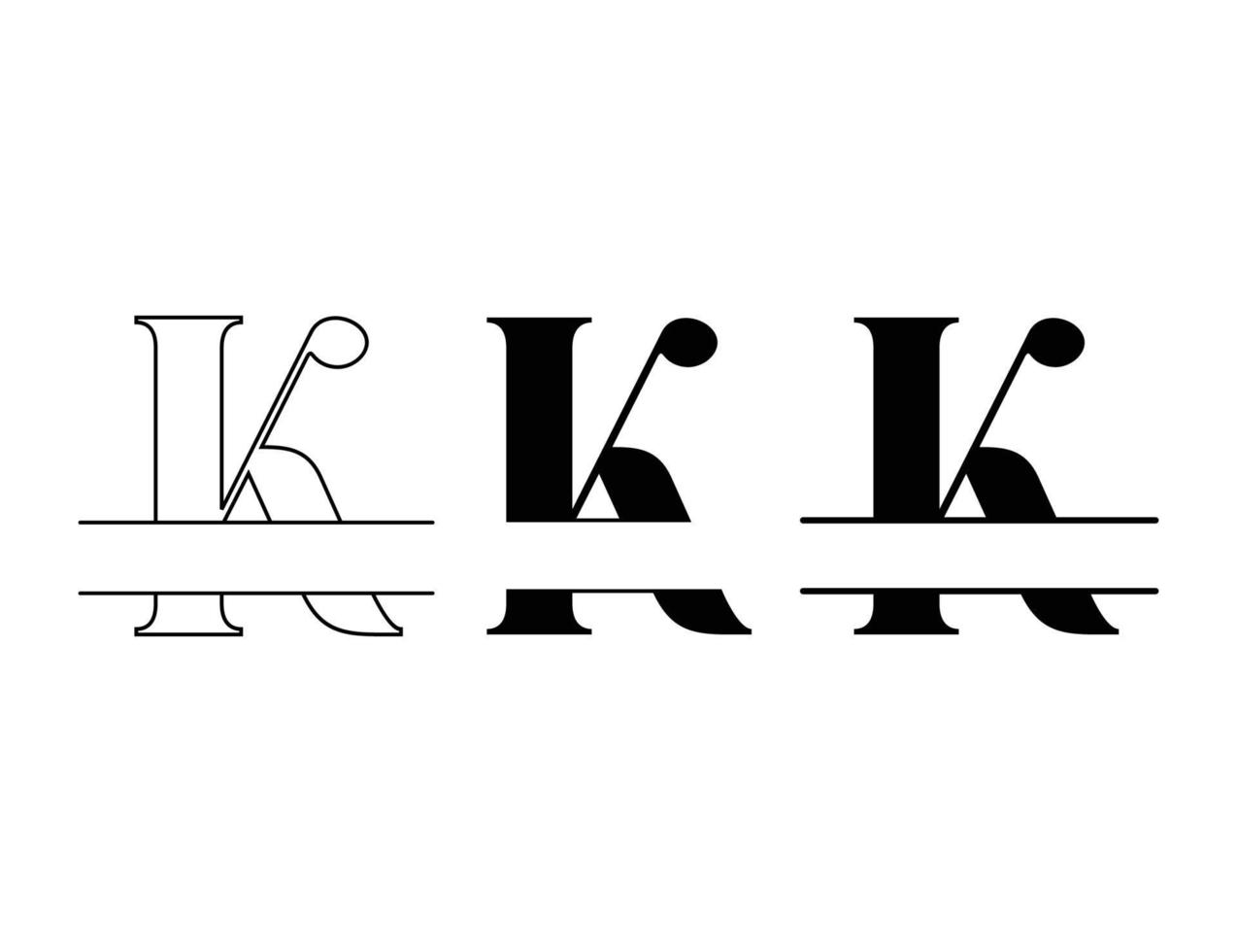 Letter K split logo design for name template vector