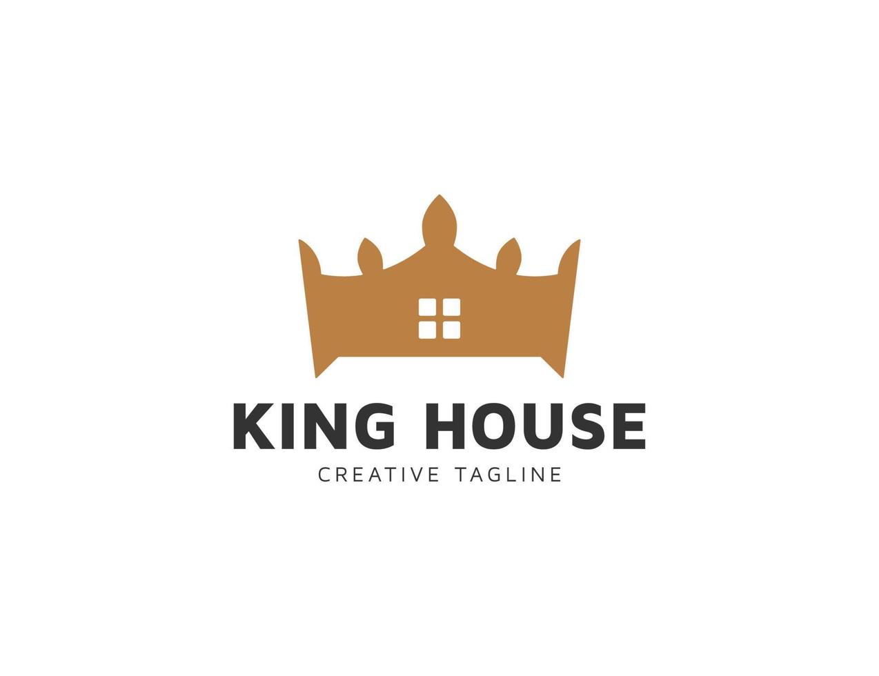 King crown logo with house symbol illustration vector