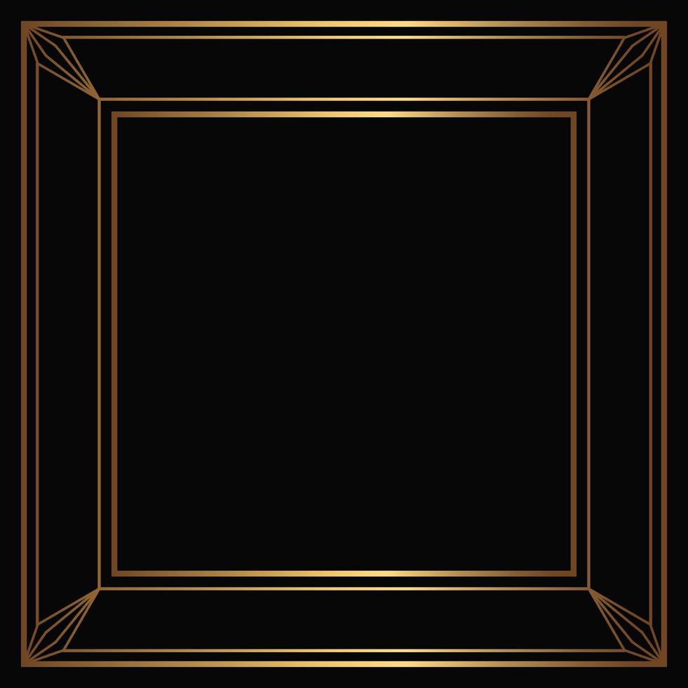 Vector golden frame on the black background. Isolated art deco design