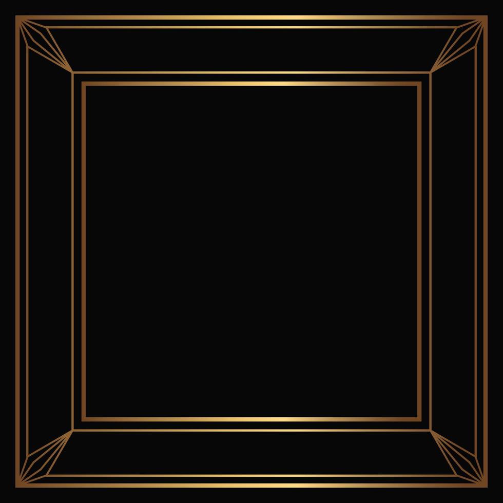Vector golden frame on the black background. Isolated art deco design