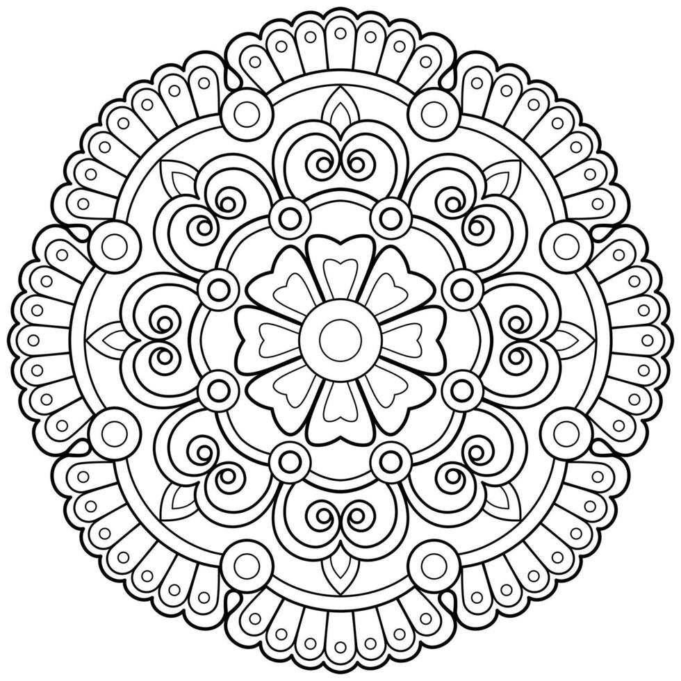 patrón de arte digital mandala arte en la pared libro para colorear patrón de encaje el diseño del tatuaje para una camisa de pintura de papel tapiz y diseño de etiqueta de plantilla de azulejo adorno circular decorativo en estilo étnico oriental vector