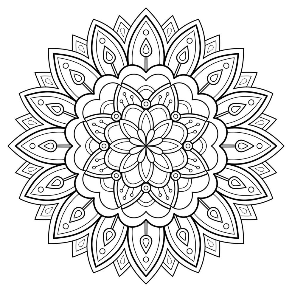 patrón de arte digital mandala arte en la pared libro para colorear patrón de encaje el diseño del tatuaje para una camisa de pintura de papel tapiz y diseño de etiqueta de plantilla de azulejo adorno circular decorativo en estilo étnico oriental vector