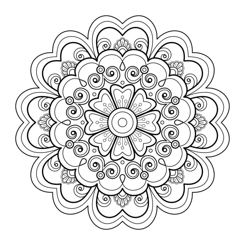 patrón de arte digital mandala arte en la pared libro para colorear patrón de encaje el diseño del tatuaje para una camisa de pintura de papel tapiz y diseño de etiqueta de plantilla de azulejo adorno circular decorativo en estilo étnico oriental vector