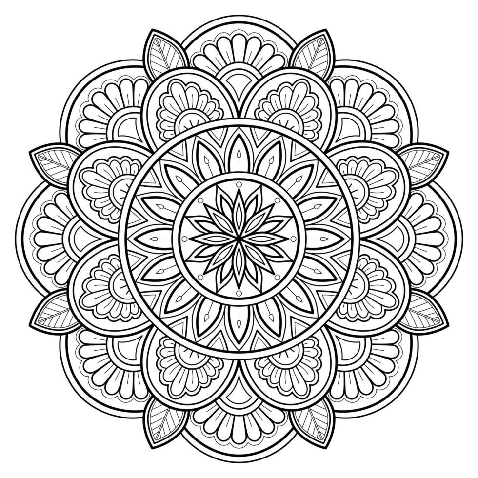 patrón de arte digital mandala arte en la pared libro para colorear patrón de encaje el diseño del tatuaje para una camisa de pintura de papel tapiz y diseño de etiqueta de plantilla de azulejo adorno circular decorativo en estilo étnico oriental vector