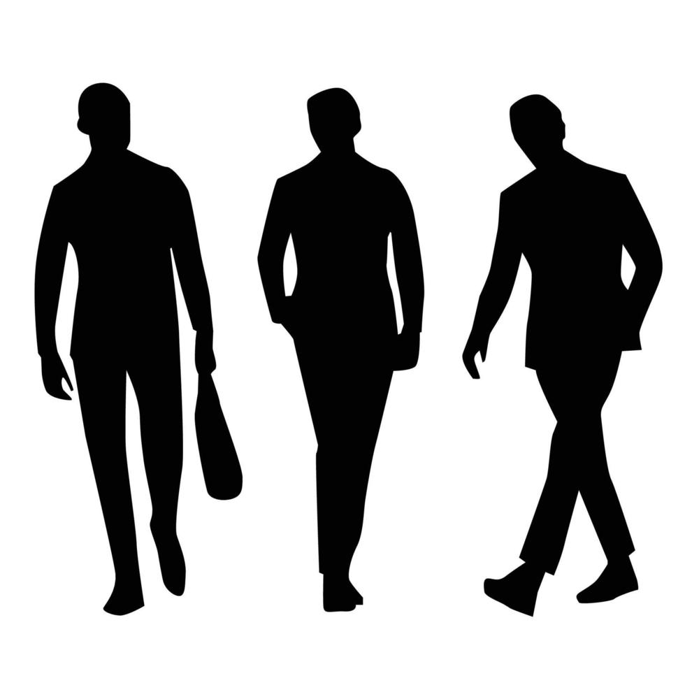 men walking silhouette vector