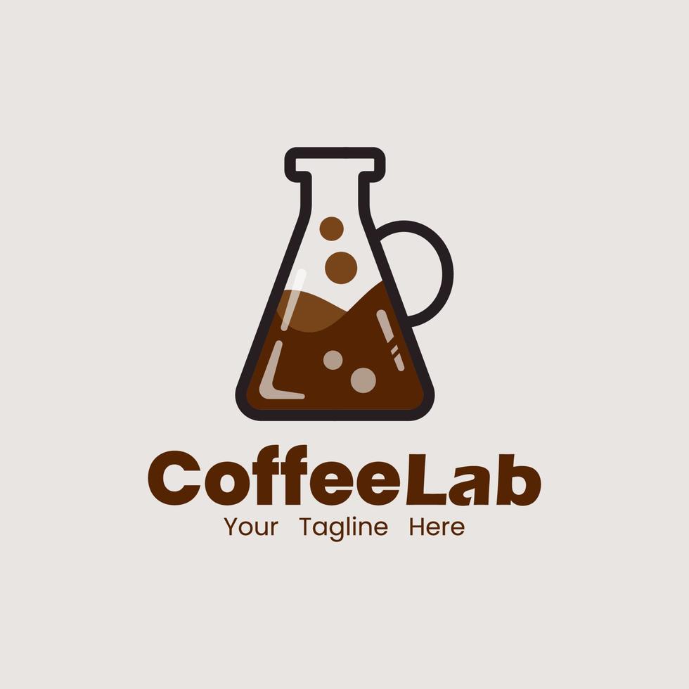 Coffee shop logo with lab tube vector