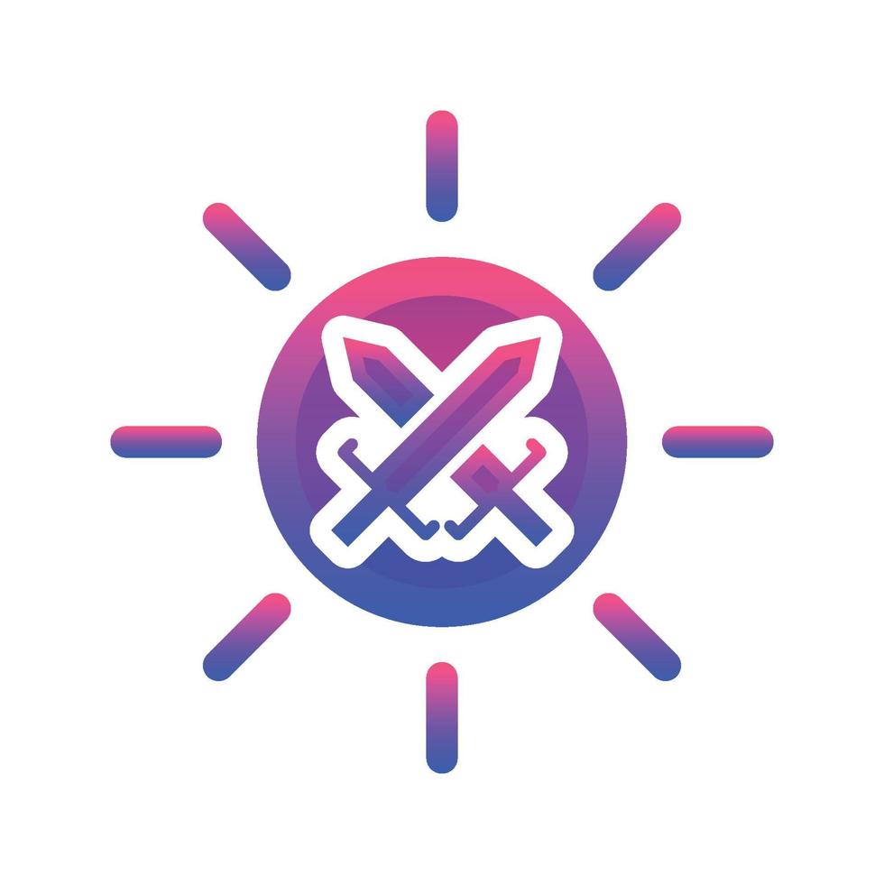 sword sun logo gradient design template icon element vector