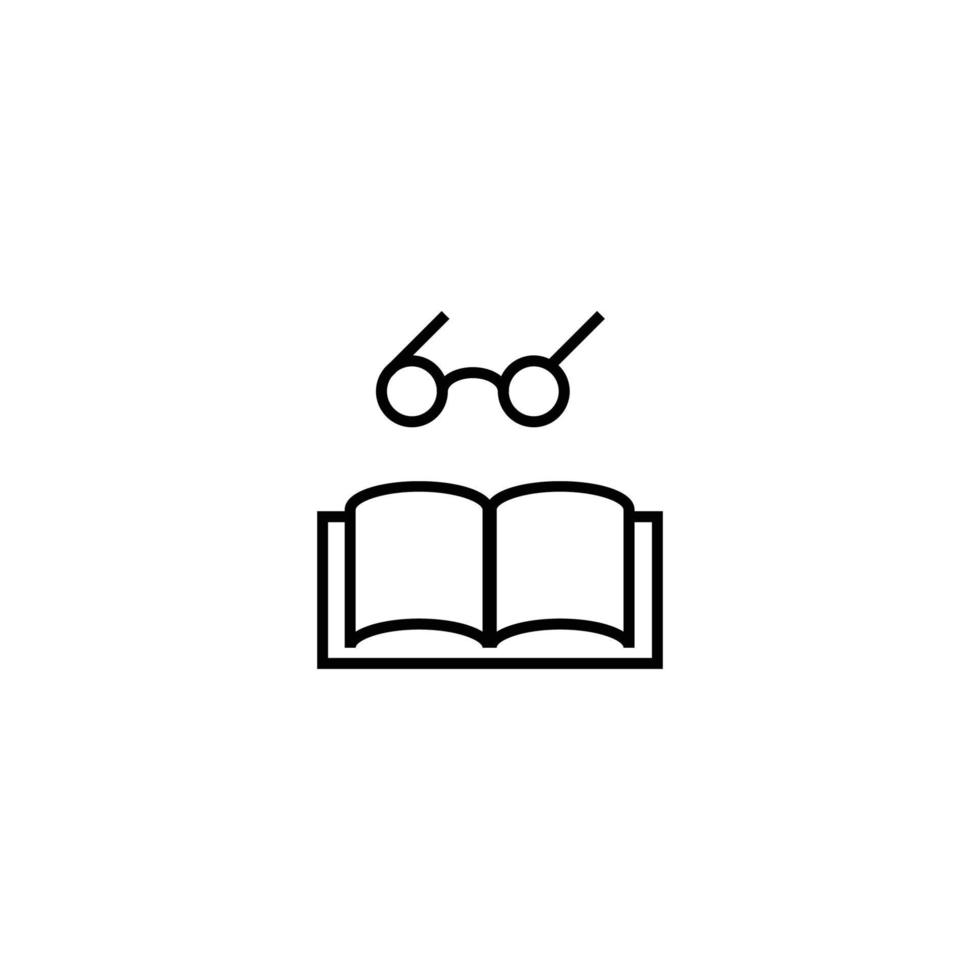 signos de contorno modernos adecuados para páginas de Internet, aplicaciones, tiendas, etc. trazos editables. icono de línea de vidrio sobre libro como símbolo de lectura y educación vector