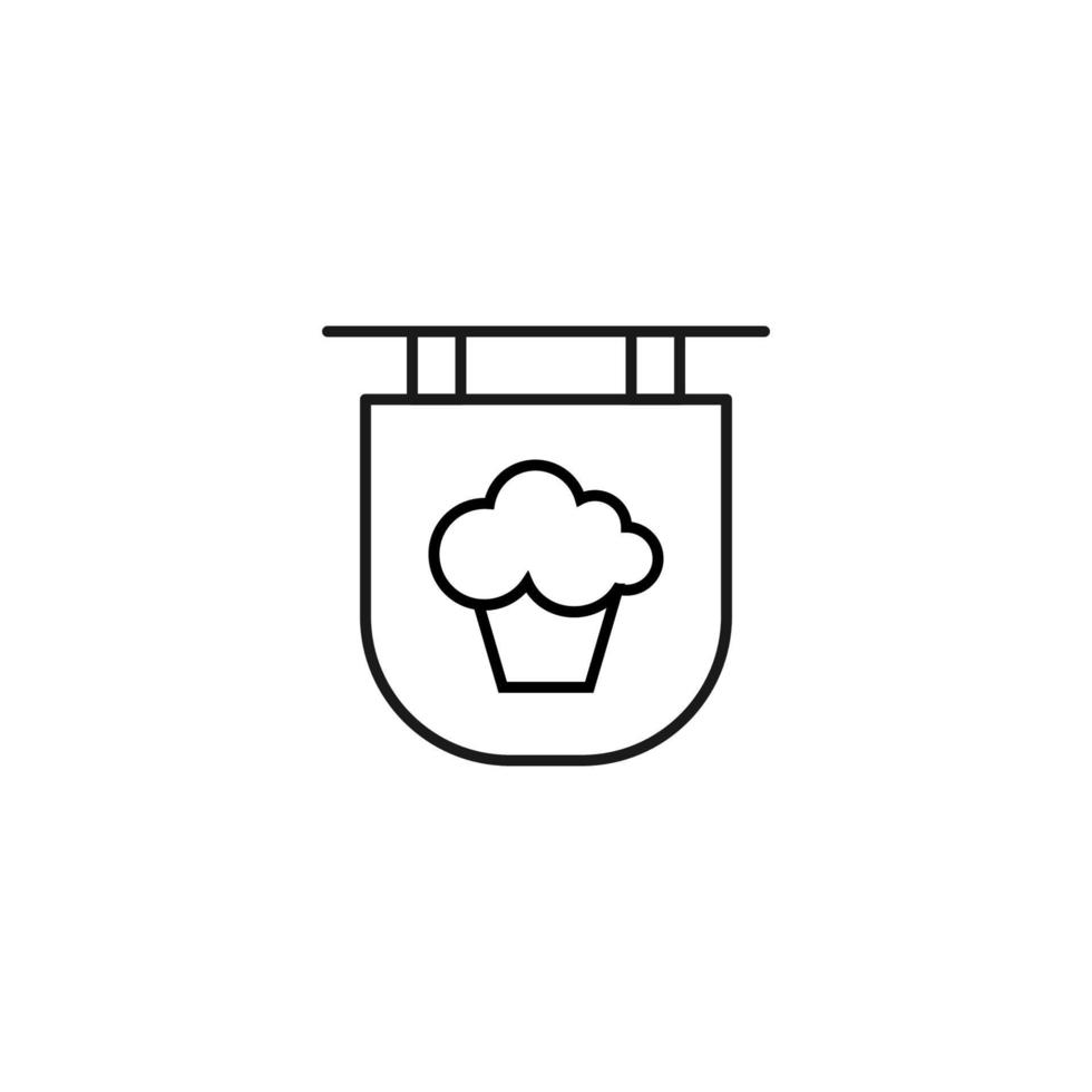 letrero para tiendas y comercios. signo monocromático y trazo editable. adecuado para publicidad, libros, sitios de Internet, aplicaciones. icono de línea vectorial de cupcake en el letrero vector