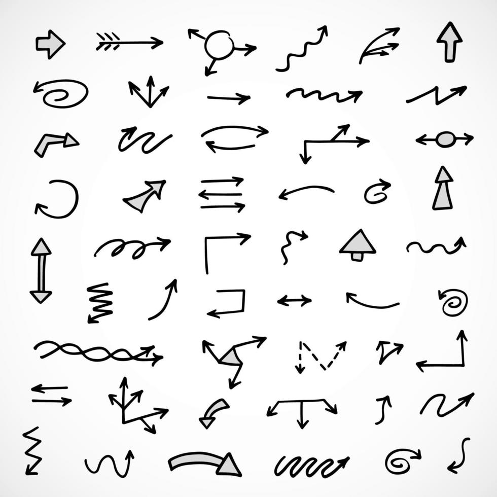 Vector set of hand drawn arrows, elements for presentation