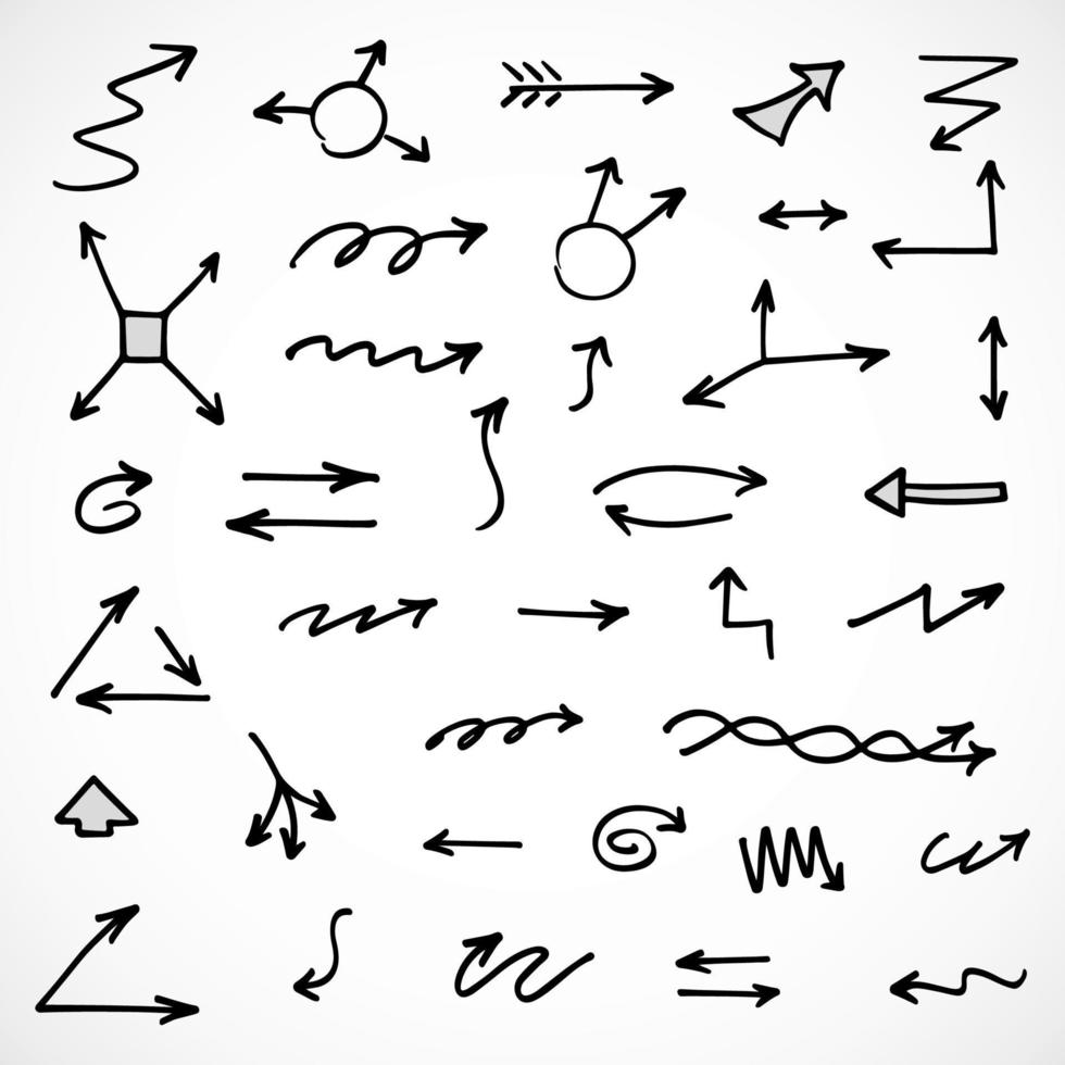 Vector set of hand drawn arrows, elements for presentation