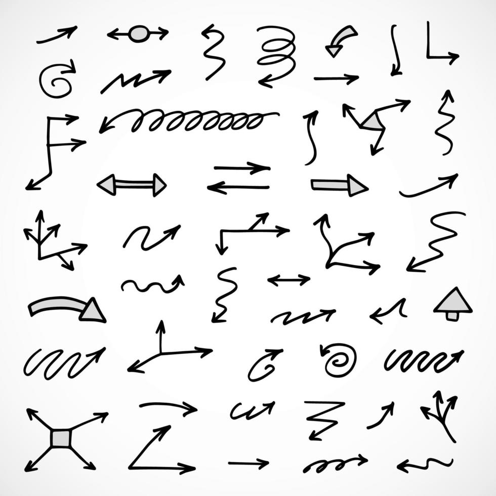 Vector set of hand drawn arrows, elements for presentation