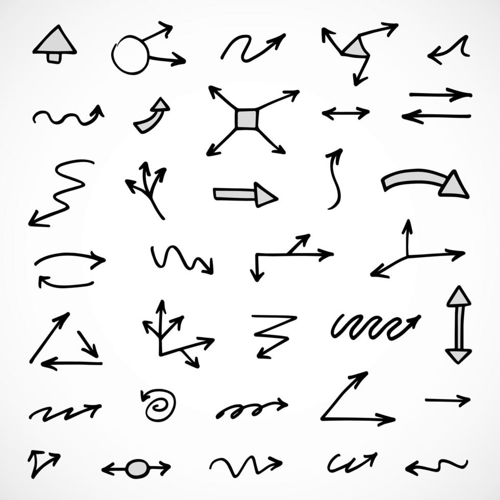 Vector set of hand drawn arrows, elements for presentation