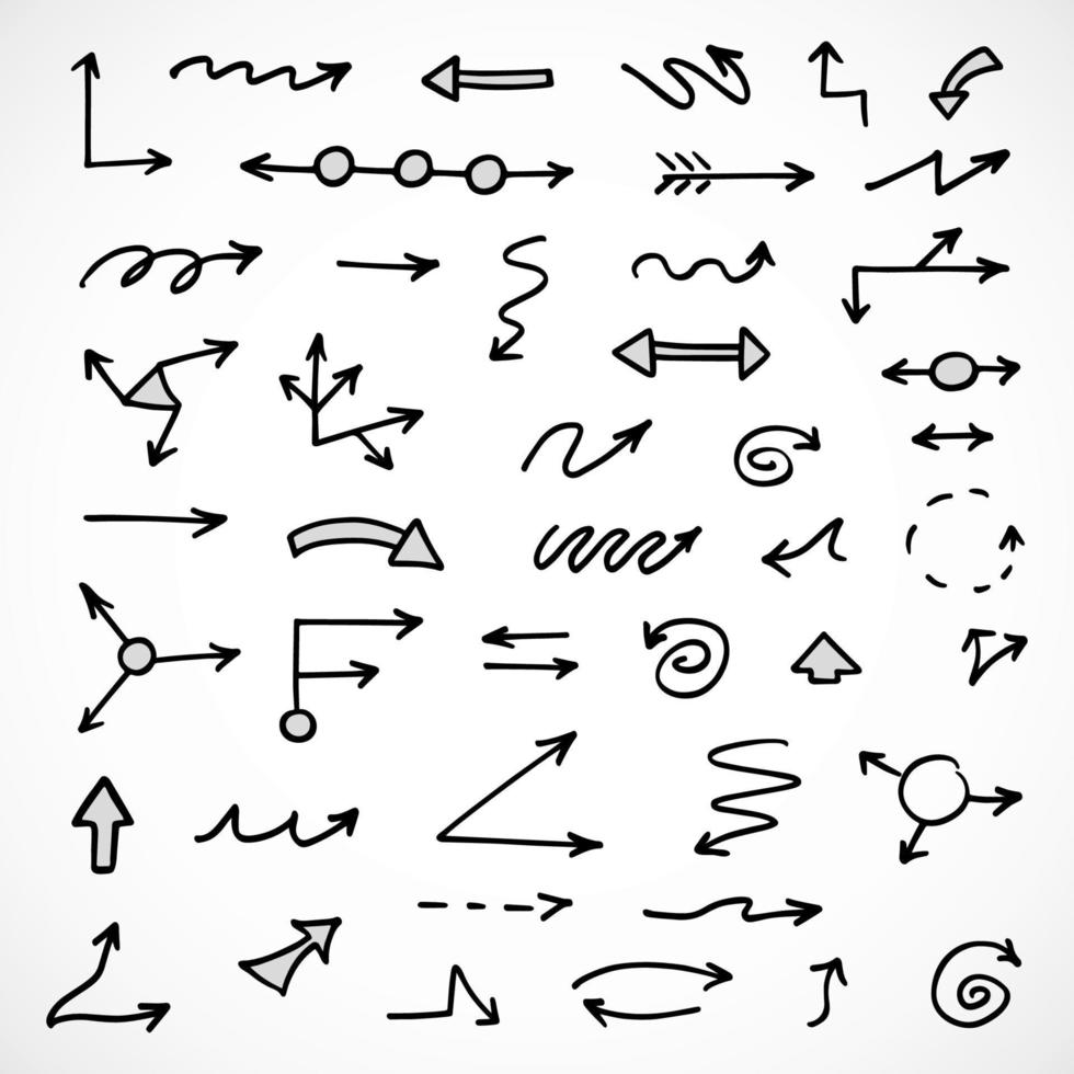 Vector set of hand drawn arrows, elements for presentation